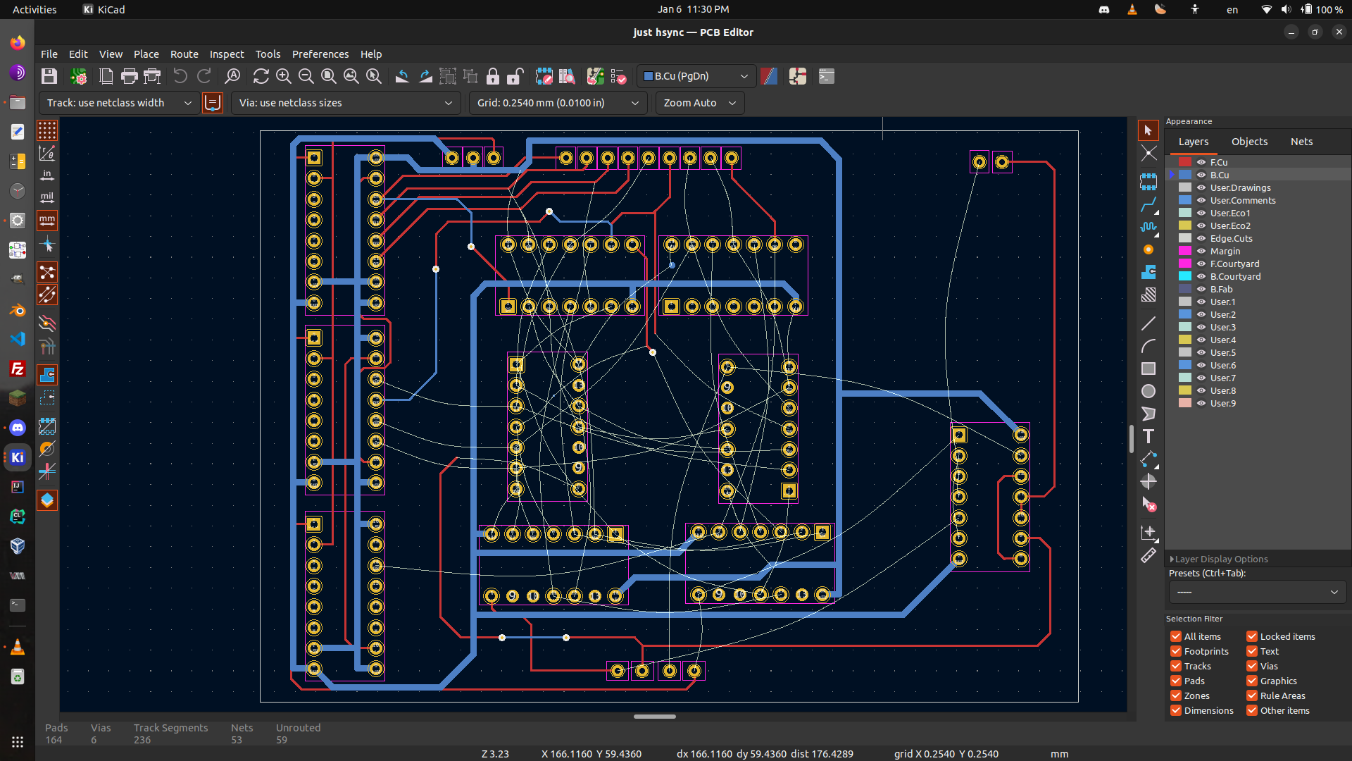 First attempt at designing the HSync circuit board